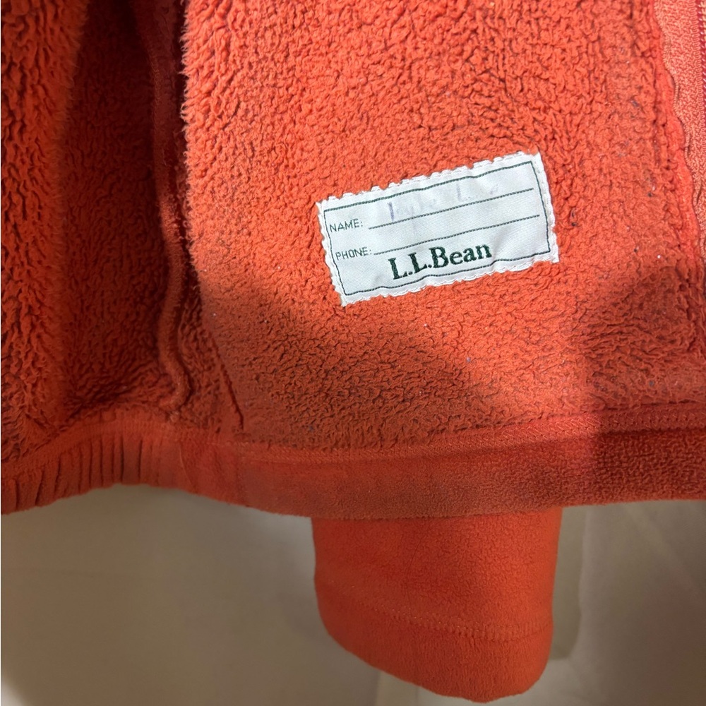 LL Bean Orange Fleece Jacket - Picture 9 of 10